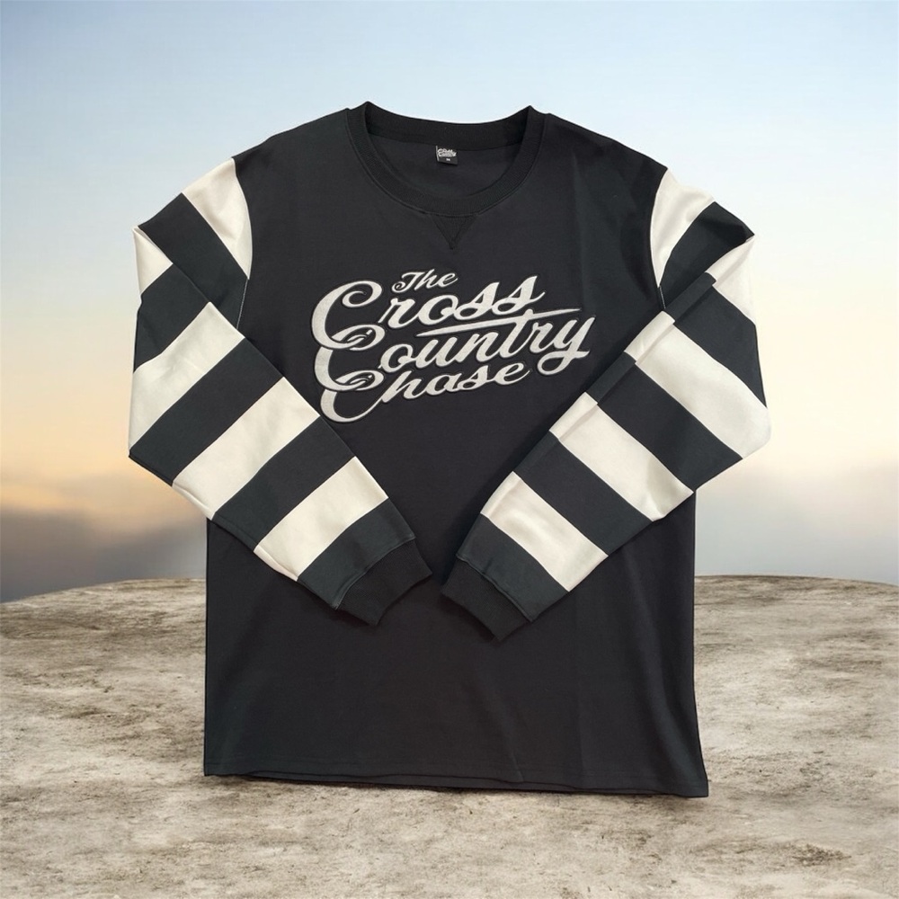 The‎ Cross Country Chase Mens Long Sleeve Striped Graphic Shirt Black White 2X